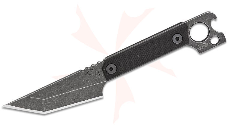 Filo Bladeworks Toro EDC  inchClassic inch Fixed Blade Knife 2.75 inch 1095 Parkerized Patina Straight Back Tanto Chisel Blade, Textured Black G10 Handles, Thermoplastic Sheath