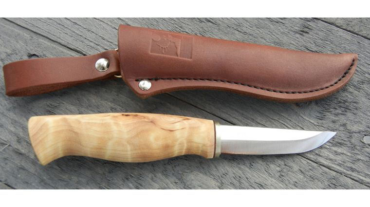 Kellam Knives Finnish Falcon Puukko 3 inch Blade, Arctic Curly Birch Handle