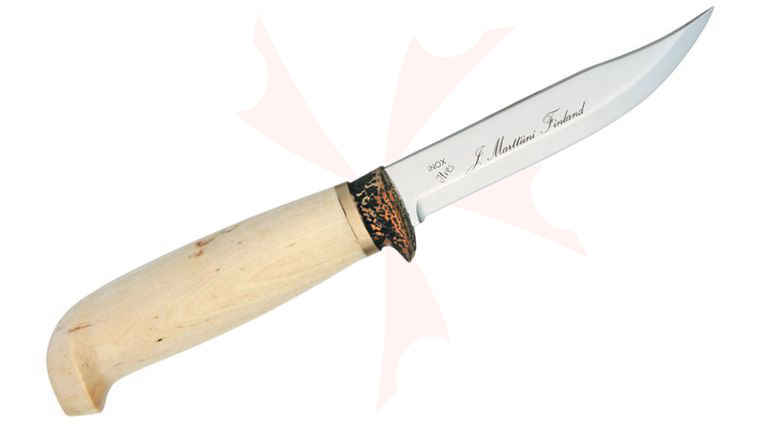Marttiini Jagdmesser Hunter Fixed 4-1/4 inch Blade, Curly Birch Wood Handles