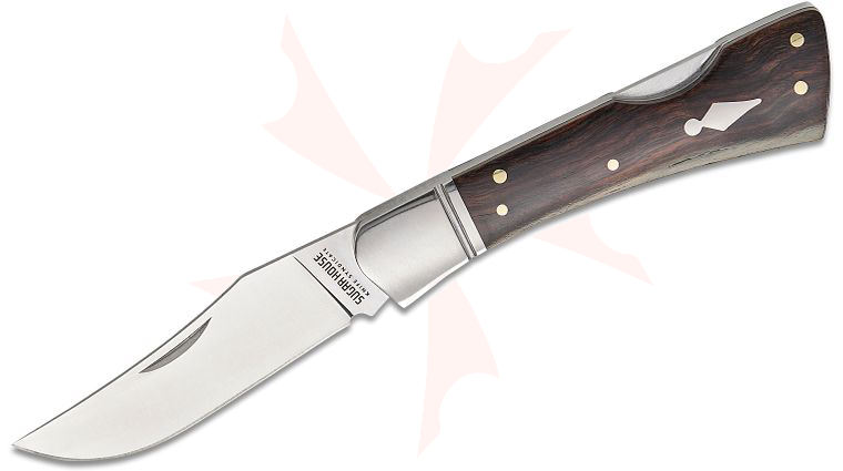 Finch Knife Company Sugar House Knife Syndicate Flying Goddess Alley Cat Traditional Lockback Folding Knife 3 inch 14C28N Satin Clip Point Blade, Bolstered Stainless Steel Handles with Black Sandalwood Scales