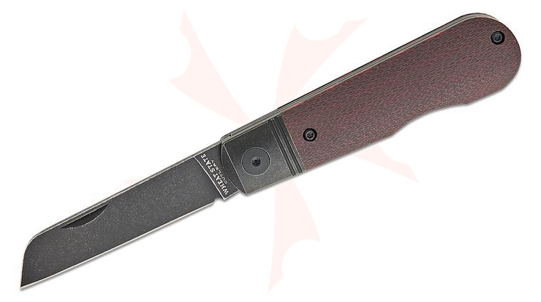Finch Knife Company Wheat State Cutlery The Peacemaker Traditional Slipjoint Folding Knife 2.7 inch M390 Black Stonewashed Sheepsfoot Blade and Bolstered Titanium Handles with Red River Carbon Fiber Scales