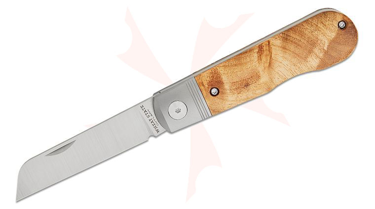 Finch Knife Company Wheat State Cutlery The Peacemaker Traditional Slipjoint Folding Knife 2.7 inch M390 Satin Sheepsfoot Blade, Bolstered Bead Blasted Titanium Handles with Burl Wood Scales