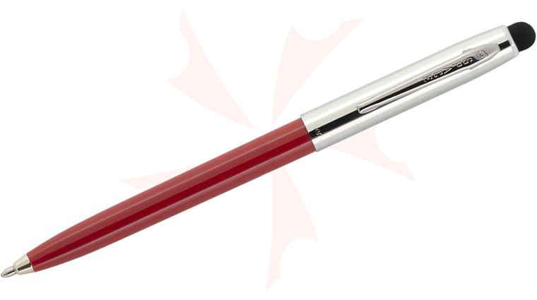 Fisher Space Pen 775/S Cap-O-Matic Pen with Stylus, Red Barrel, Chrome Cap