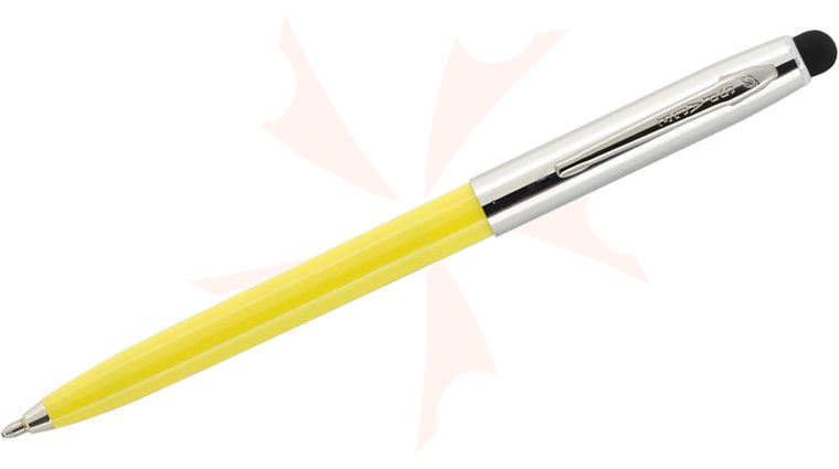 Fisher Space Pen 775/S Cap-O-Matic Pen with Stylus, Yellow Barrel, Chrome Cap