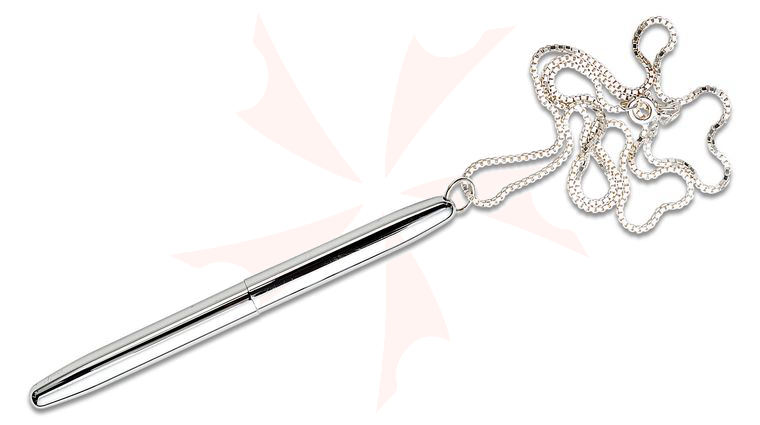 Fisher Chrome Plated Bullet Space Pen with Neck Chain