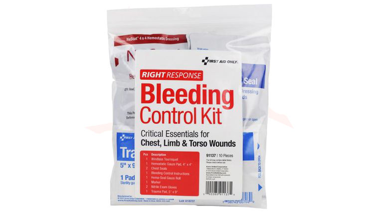 First Aid Only Right Response Critical Essentials Bleeding Control Kit for Limb, Chest & Torso Wounds, 10-Pieces