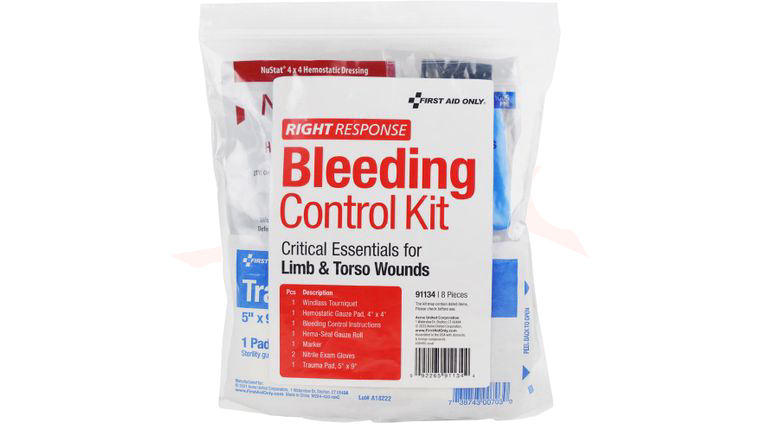 First Aid Only Right Response Critical Essentials Bleeding Control Kit for Limb & Torso Wounds, 8-Pieces
