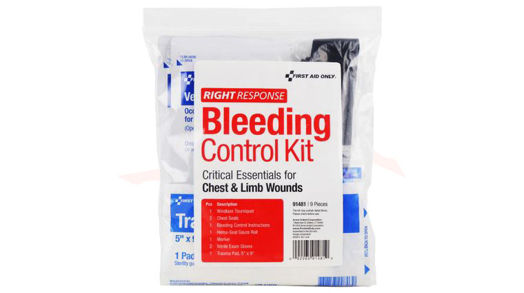 First Aid Only Right Response Critical Essentials Bleeding Control Kit for Limb & Chest Wounds, 9-Pieces
