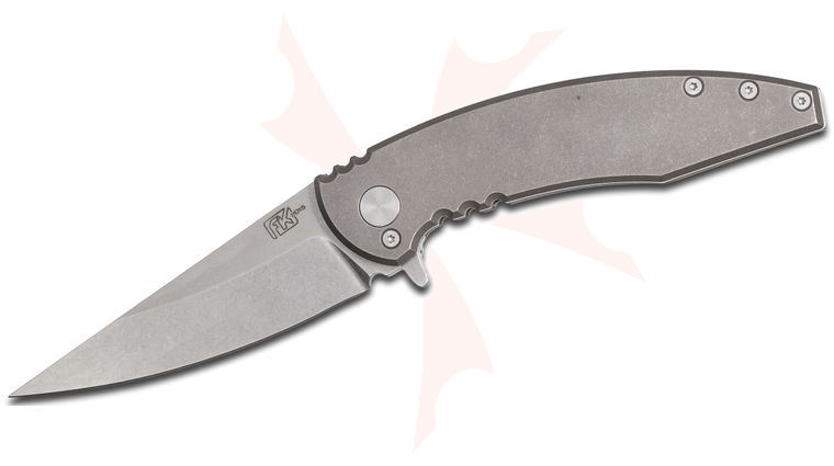 Fodale Knives Orion Flipper 3.375 inch S35VN Straight Back Blade, Stonewashed Titanium Handles