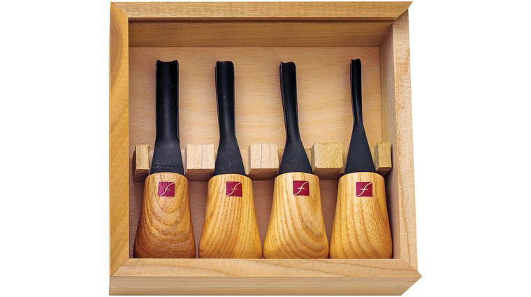 Flexcut 4-Piece Thumbnail Ground Set, 4 Different Style Blades, Ash Wood Handles, Storage Box
