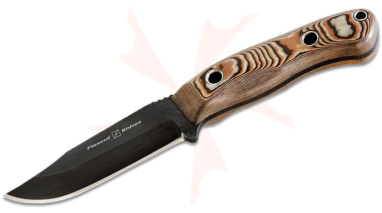 Flexcut Hawthorne Drifter Fixed Blade Knife 3.625 inch Black Oxide Clip Point, Richlite Handle, Leather Sheath
