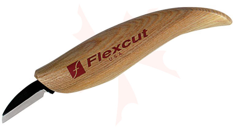 Flexcut Cutting Knife 1.125 inch Carbon Steel Blade, Ash Wood Handles
