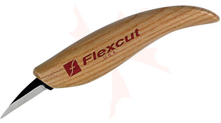 Flexcut Detail Knife 1.5 inch Carbon Steel Blade, Ash Wood Handles