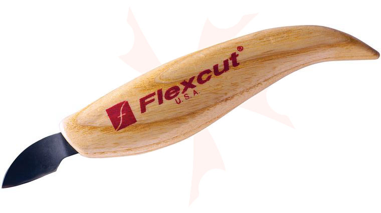 Flexcut Right-Handed Hook Knife 1.125 inch Carbon Steel Blade, Ash Wood Handles