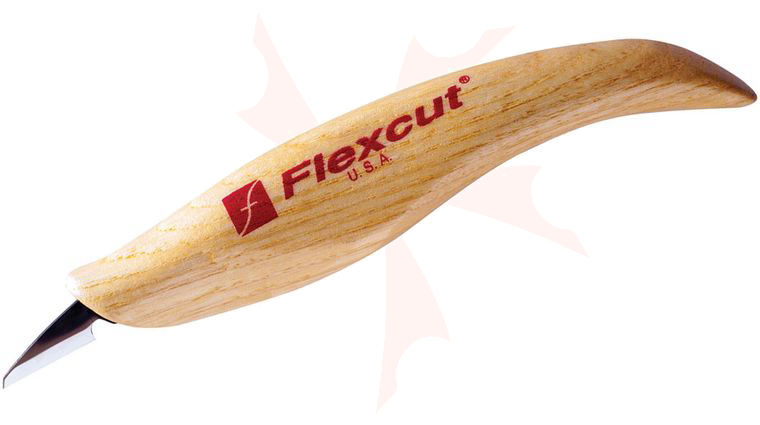 Flexcut Mini-Detail Knife 0.75 inch Carbon Steel Blade, Ash Wood Handles
