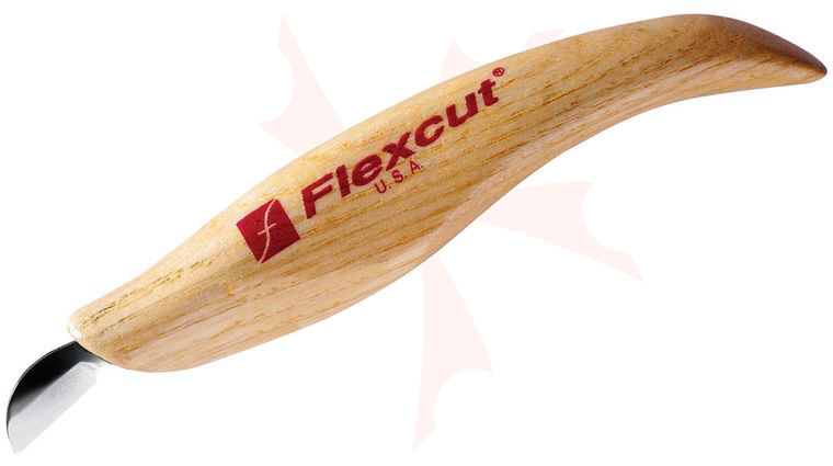 Flexcut Mini-Chip Carving Knife 0.625 inch Carbon Steel Blade, Ash Wood Handles