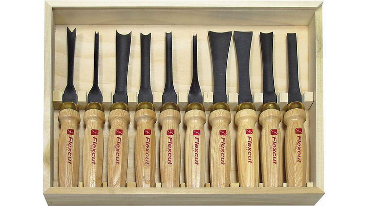 Flexcut 10-Piece Deluxe Mallet Set, 10 Different Style Blades, Ash Wood Handles, Storage Box