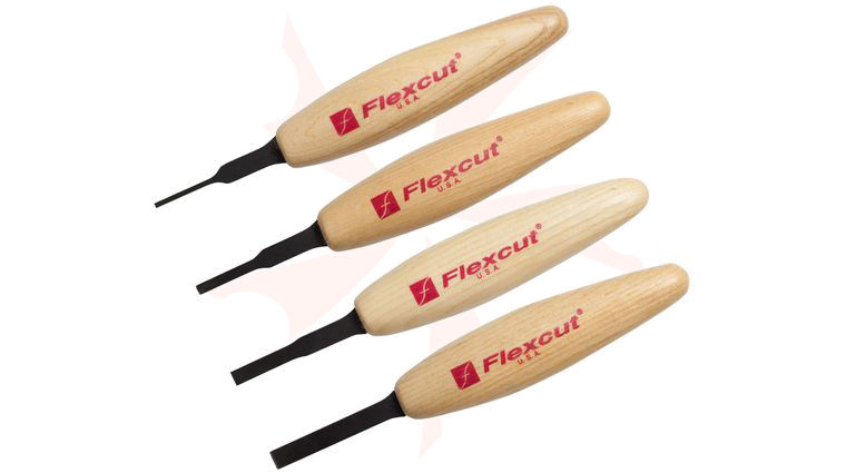 Flexcut Chisel Micro Tool Set, 4 Different Style Blades, Ash Wood Handles