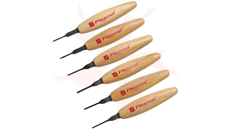 Flexcut Mixed Profile Micro Tool Set, 6 Different Style Blades, Ash Wood Handles