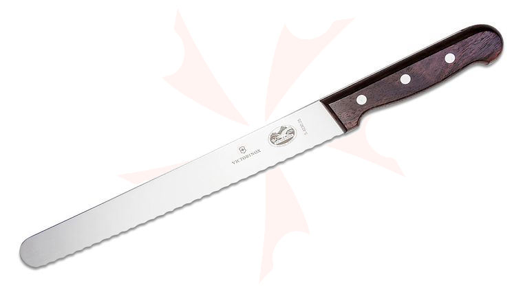 Victorinox Forschner 10 inch Serrated Slicing Knife, Round End, Rosewood Handles (OId Sku 40144)