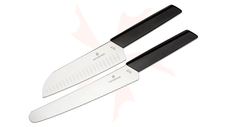 Victorinox Swiss Modern 2 Piece Kitchen Knife Set, Black Polypropylene Handles