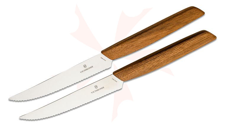 Victorinox Swiss Modern 2 Piece Serrated Steak Knife Set, Walnut Wood Handles