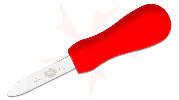 Victorinox Forschner New Haven Style 2.75 inch Oyster Knife, Hooked Tip, Red SuperGrip Handle (Old Sku 44693)
