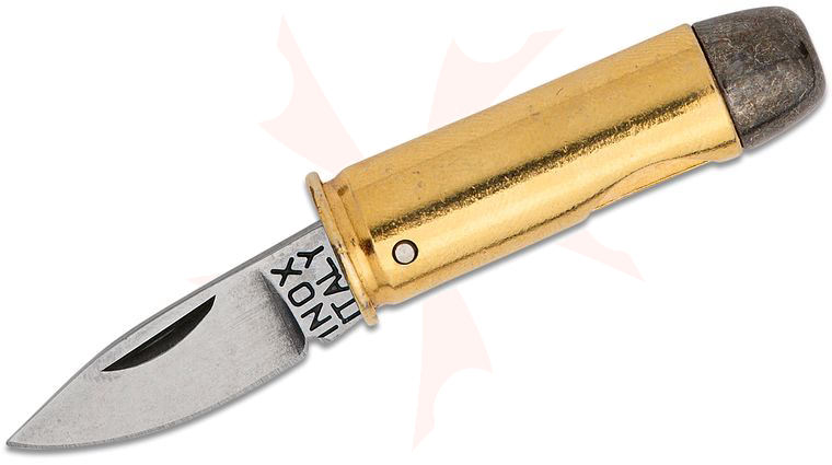 Fox 201 Pallottola 44 Magnum Folding Knife 1.18 inch 420C Satin Plain Blade, Bullet Shaped Anodized Aluminum Handle