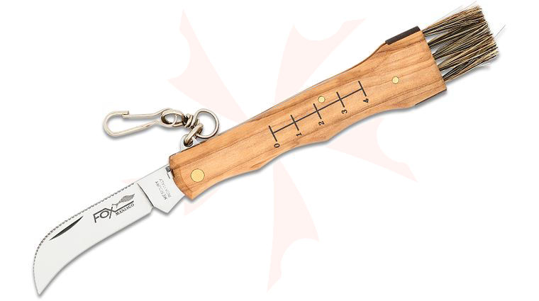 Fox 405 OL Mushroom Slipjoint Folding Knife 2.76 inch 420C Satin Hawkbill Blade, Olive Wood Handles