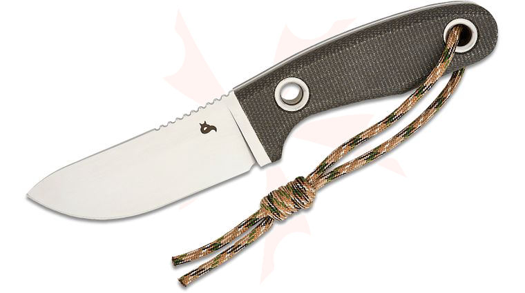Fox BlackFox BF-731 D2 MG Viator Fixed Blade Knife 3.54 inch D2 Satin Drop Point, Dark Gray Micarta Handles, Kydex Sheath