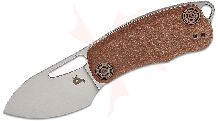 Fox BlackFox BF-763 Nix Liner Lock Front Flipper Knife 2.17 inch D2 Acid Stonewashed Drop Point Blade, Brown Micarta Handles
