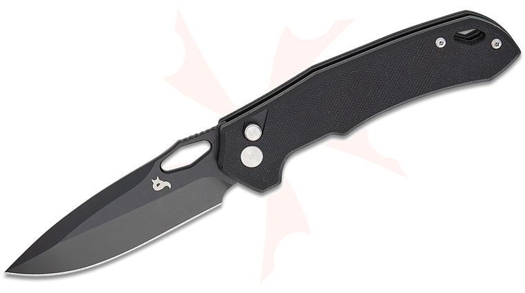 Fox BlackFox BF-770 BB Atros Folding Knife 3.35 inch VG10 Black Drop Point Blade, Black G10 Handles