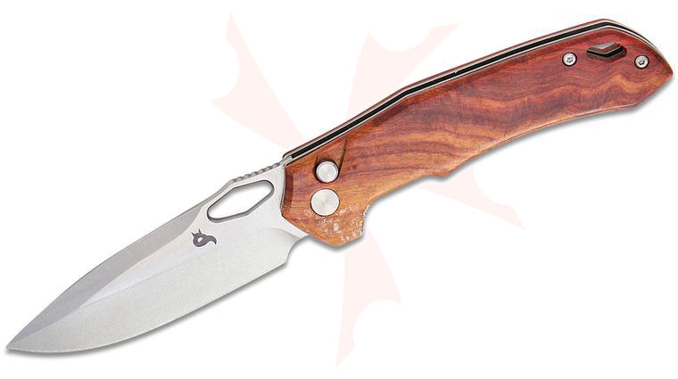 Fox BlackFox BF-770 WD Atros Folding Knife 3.35 inch VG10 Stonewashed Drop Point Blade, Sandal Wood Handles