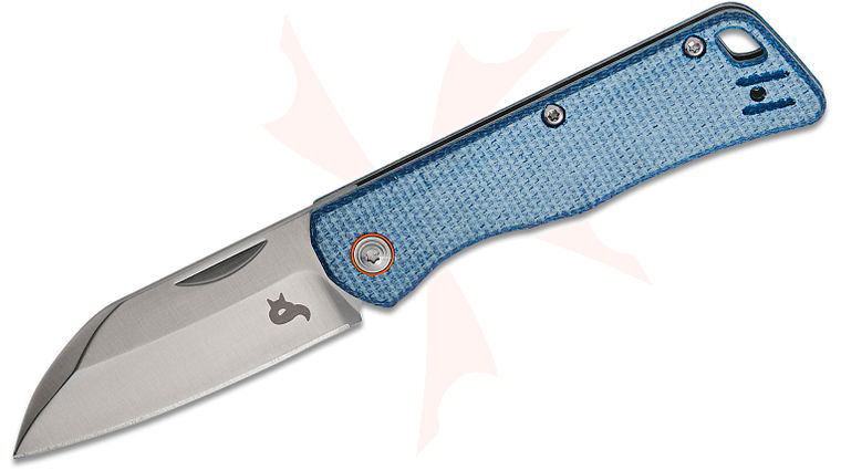 Fox BlackFox BF-785 MIBL Teeny Two-Hand Liner Lock Folding Knife 2.5 inch D2 Satin Wharncliffe Blade, Blue Micarta Handles