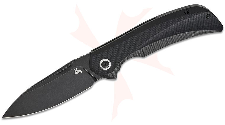Fox BlackFox BF-781 G10 Paradigma Two-Hand Liner Lock Folding Knife 3.54 inch D2 Black Stonewashed Drop Point Blade, Black G10 Handles