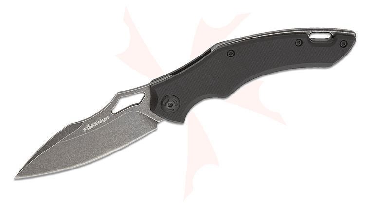 Fox Edge FE-034 Denis Simonutti Sparrow Liner Lock Folding Knife 3.15 inch 9Cr13 Black Stonewashed Drop Point Blade, Black G10 Handles