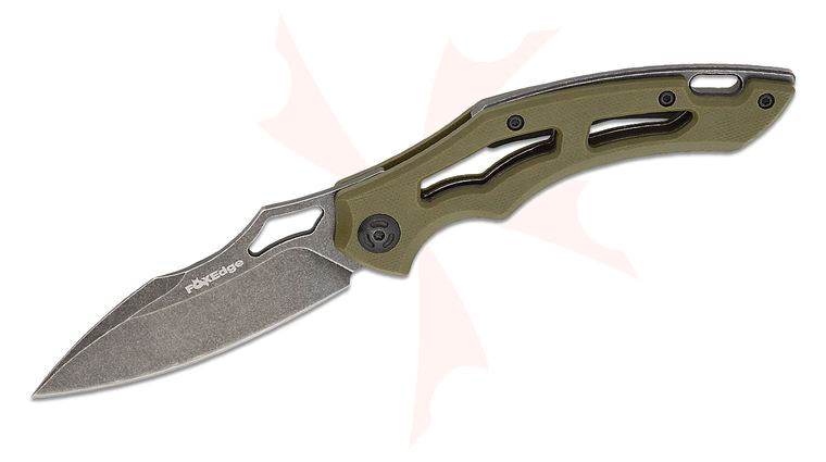 Fox Edge FE-033 Denis Simonutti Sparrow Liner Lock Folding Knife 3.15 inch 9Cr13 Black Stonewashed Drop Point Blade, OD Green G10 Handles