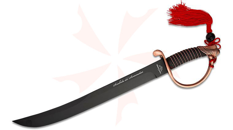 Fox Sciabola del Sommelier Champagne Sabre (Saber) Sword 16 inch Black Unsharpened Blade, Copper Wire-Wrapped Faux-Leather Handle with Copper Guard, Wooden Presentation Box