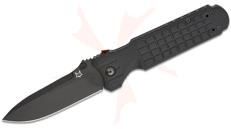 Fox FKMD FX-446 B Predator II Liner Lock Folding Knife 3.54 inch N690Co Black Drop Point, Black FRN Handles