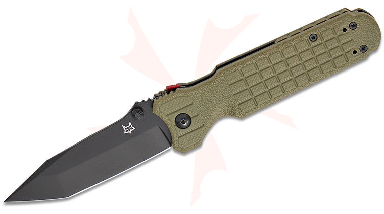 Fox FKMD FX-449 OD Predator Evolution Liner Lock Folding Knife 3.54 inch Niolox Black Tanto Blade, OD Green FRN Handles