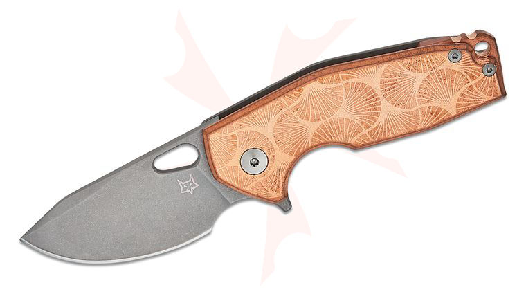 Fox FX-526LE COP Limited Edition Jesper Voxnaes Suru Flipper Knife 2.32 inch CPM-20CV Stonewashed Plain Blade, Engraved Copper Handles with Titanium Back Handles