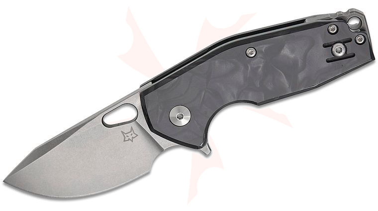 Fox FX-526LI RB2 Jesper Voxnaes Suru Liner Lock Flipper Knife 2.32 inch M398 Satin Clip Point Blade, Black Cellulose Acetate (Polymer) Handles