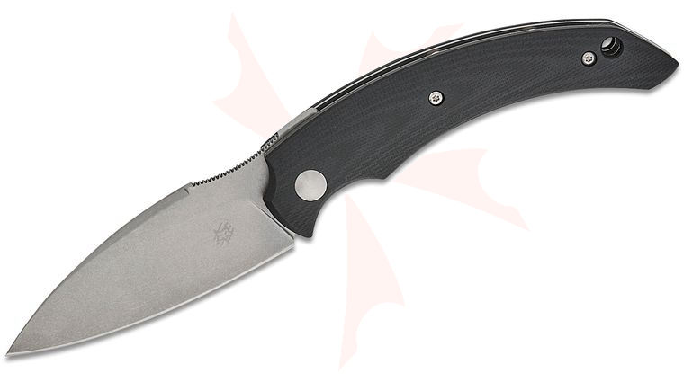 Fox FX-538 G10B Bastinelli Honos Liner Lock Front Flipper Knife 2.95 inch Becut Stonewashed Modified Wharncliffe Blade, Black G10 Handles, Leather Pocket Sheath