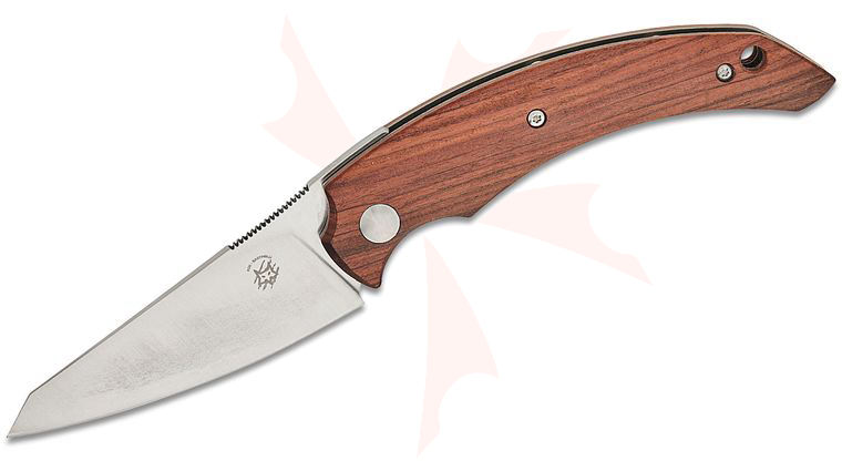 Fox/Bastinelli Creations FX-539 ST Fides Friction Folder 2.95 inch Becut Satin Drop Point Blade, Santos Wood Handles, Leather Pouch