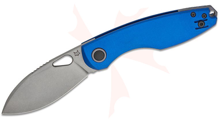 Fox FX-530 ALOD Jesper Voxnaes Chilin Liner Lock Folding Knife 3.15 inch N690co Stonewashed Drop Point Blade, Blue Aluminum Handles
