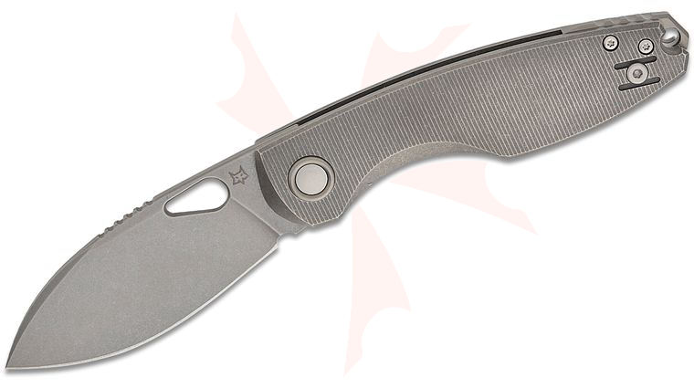 Fox FX-530 TIASW Jesper Voxnaes Chilin Liner Lock Folding Knife 3.15 inch M398 Acid Stonewashed Drop Point Blade, Milled Stonewashed Titanium Handles