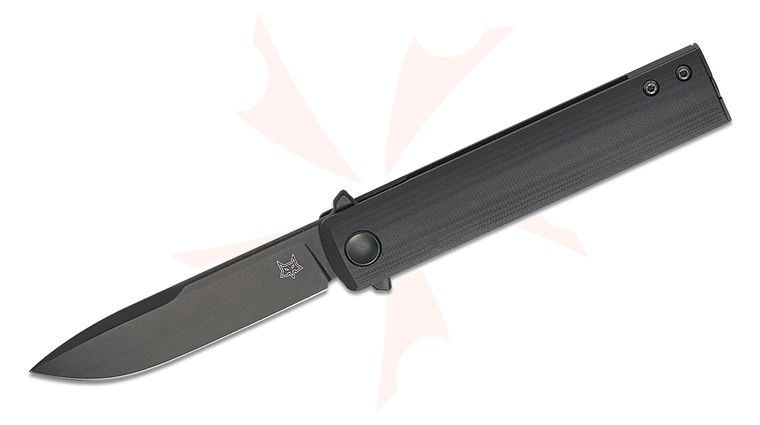 Fox FX-545 G10B Chnops Liner Lock Flipper Knife 2.95 inch Hybrid Cryo Black Drop Point Blade, Black G10 Handles
