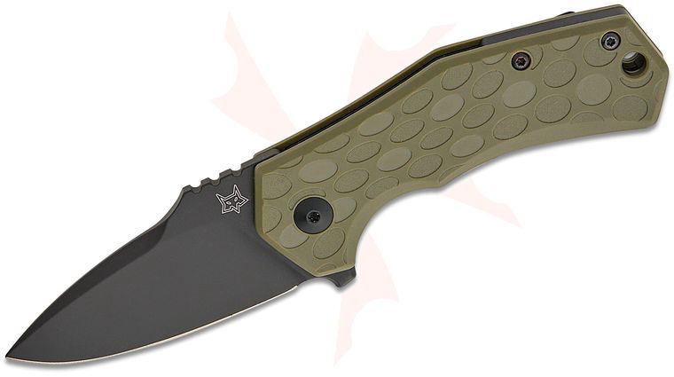 Fox FX-540 OD Italico Liner Lock Flipper Knife 2.36 inch N690 Black Drop Point Blade, OD Green FRN Handles