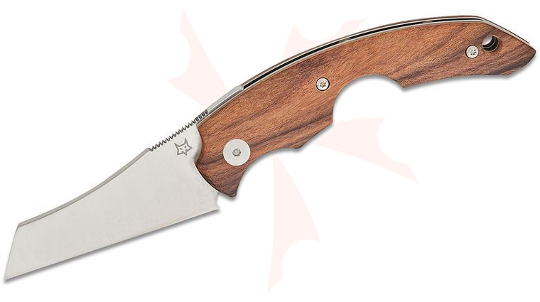 Fox Knives FX-541 ST Virtus Friction Folding Knife 2.52 inch Becut Satin Chisel Ground Blade, Santos Wood Handles, Leather Pocket Sheath