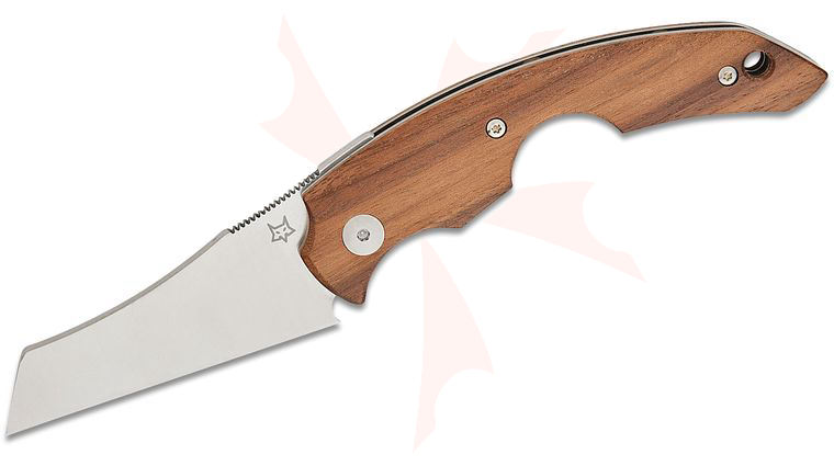 Fox Knives FX-541 WW Virtus Friction Folding Knife 2.52 inch Becut Satin Chisel Ground Blade, Walnut Wood Handles, Leather Pocket Sheath